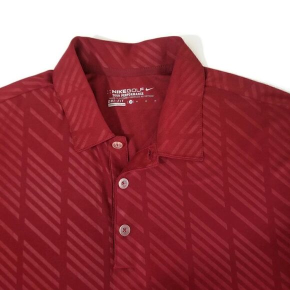 Nike Golf Men's M Red Embossed SS Tour Perf Golf Polo - Picture 6 of 10